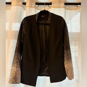 Elegant Black Blazer with Sequin Sleeves